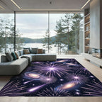 Galactic Fireworks Purple Starry Night Rug
