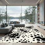 Black White Organic Splatter Circles Rug