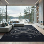 Silver Orbital Abstract Geometric Rug