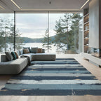 Distressed Navy and Faded Blue Stripe Rug