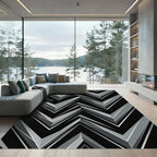 Modern Monochrome Angular Zigzag Arrow Rug