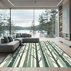 Modern Sage Forest Birch Tree Rug