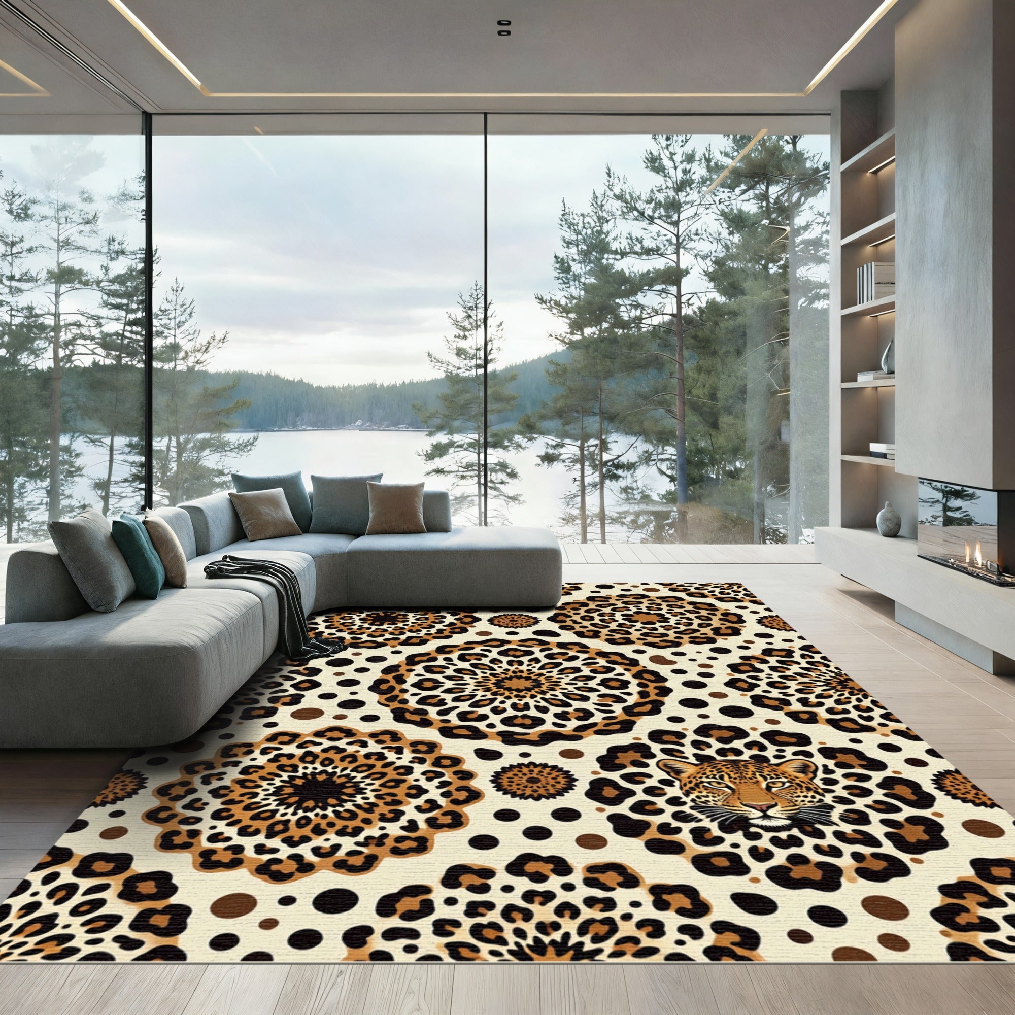 Leopard Spot Mandala Animal Art Rug