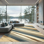 Neutral Earthy Tones Diagonal Abstract Stripe Rug