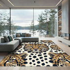 Leopard Face Spotted Cream Seamless Rug