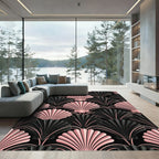 Art Deco Shell Blush Black Rug
