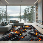Industrial Fiery Metal Forge Rug