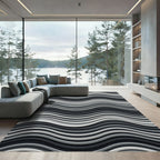 Monochromatic Gray Wavy Linear Illusion Rug