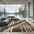 Brown Beige Intersecting Stripe Rug