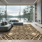 Geometric Earth Tone Diamond Lattice Rug