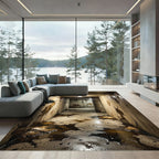 Grungy Brown Splatter Textured Hallway Rug