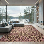 Elegant Pink Gold Floral Arabesque Rug