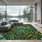 Emerald Clover Celtic Knot Botanical Tapestry Rug