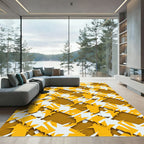 Bold Amber White Jagged Houndstooth Rug