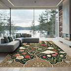 Earthy Floral Garden Cypress Medallion Rug