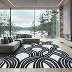 Monochrome Curved Arc Geometric Area Rug