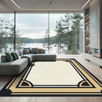 Art Deco Black Gold Geometric Frame Rug