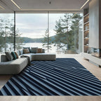 Modern Charcoal Slanted Linear Abstract Rug