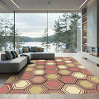 Mid-Century Terracotta Honeycomb Geometric Rug
