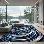 Modern Navy and Silver Infinity Twist Rug