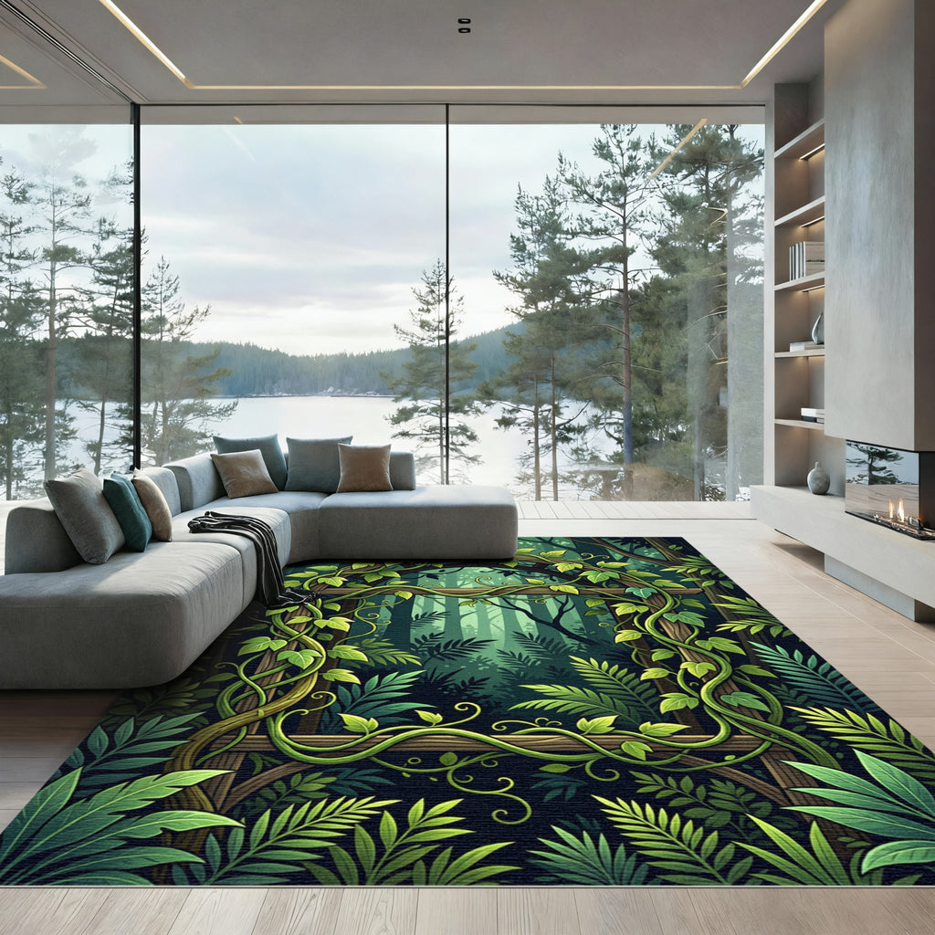 Lush Verdant Forest Arch Foliage Rug