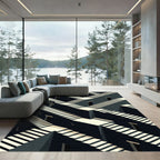 Dark Geometric Impossible Staircase Layout Rug