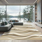 Serene Earthy Abstract Flowing Wave Rug
