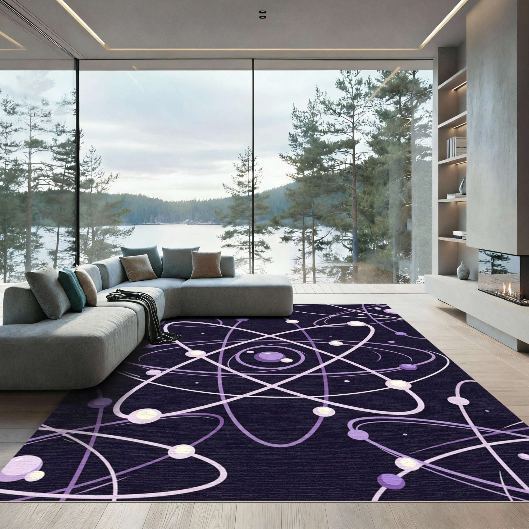 Atomic Orbit Whirlpool Lavender Design Rug