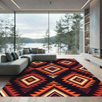 Geometric Sunset Diamond Earth Tone Tapestry Rug