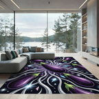 Cosmic Eggplant Stellar Swirl Celestial Art Rug