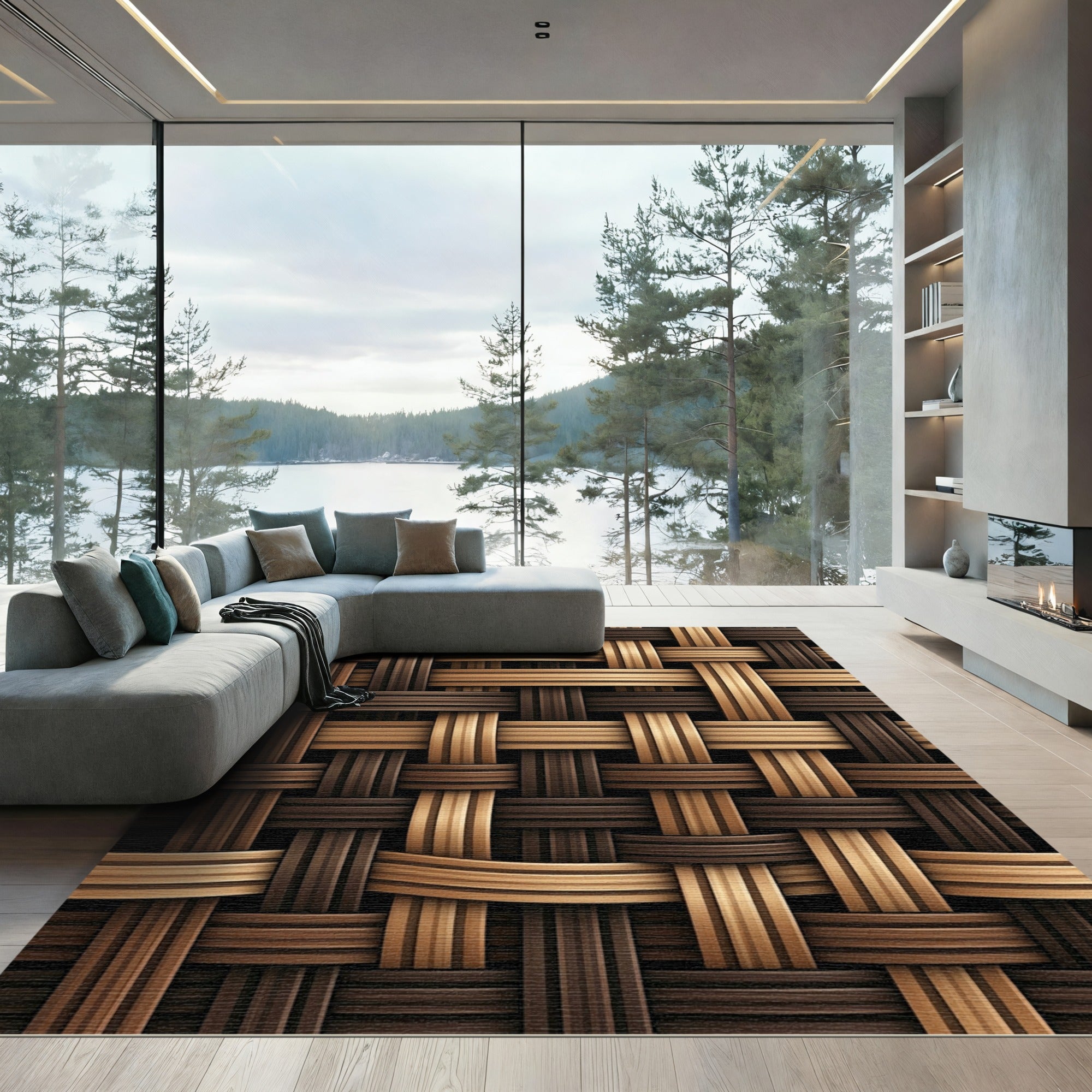 Rich Woven Wood Grain Texture Rug