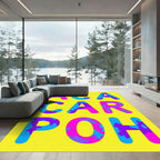 Bright Yellow Abstract Camo Letters Rug