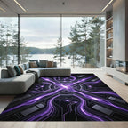 Futuristic Violet Circuitry Abstract Rug