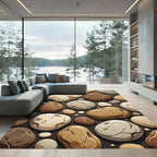 Organic Earthy Tone Pebble Stone Rug