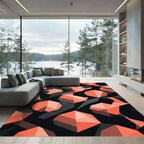 Modern Geometric Coral Peach Hexagon Rug