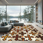 Gilded Bronze Ornate Cross Grid Rug