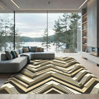 Geometric Staircase Illusion Khaki Rug