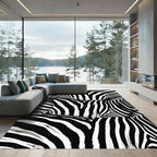 Classic Black White Zebra Stripe Rug