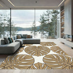 Gold Tropical Monstera Leaf Botanical Rug