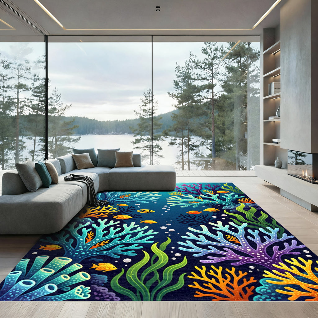 Vibrant Coral Reef Fish Assemblage Rug