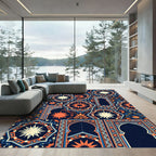 Midnight Geometric Star And Arch Mosaic Rug
