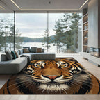 Bold Orange Striped Tiger Face Rug