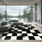 Monochrome Gradient Checkerboard Abstract Art Rug