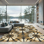 Earthy Ochre Starburst Abstract Medallion Rug