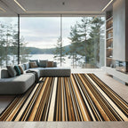 Rustic Earth Tones Vertical Stripes Rug