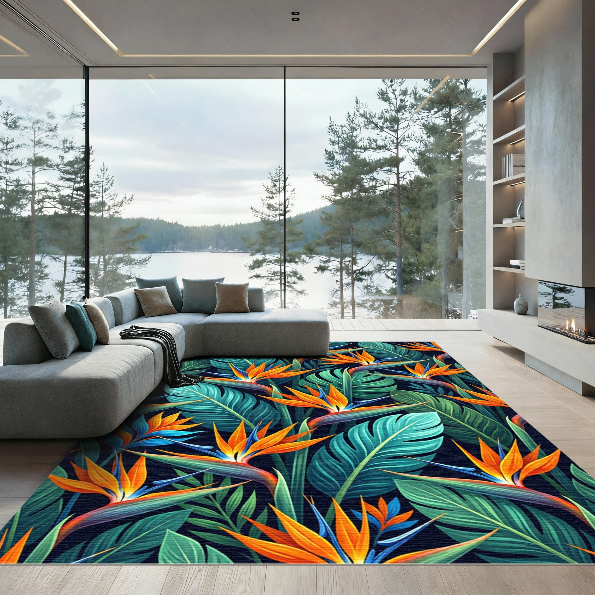 Vibrant Tropical Bird of Paradise Rug