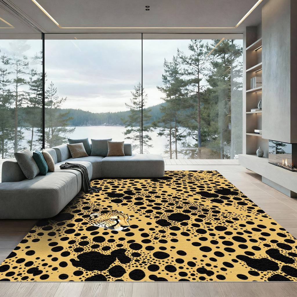 Bold Black Spotted Cheetah Face Rug