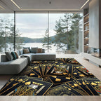 Luxury Black Gold Playing Card Rug