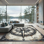 Vintage Nautical Compass Rose Rug