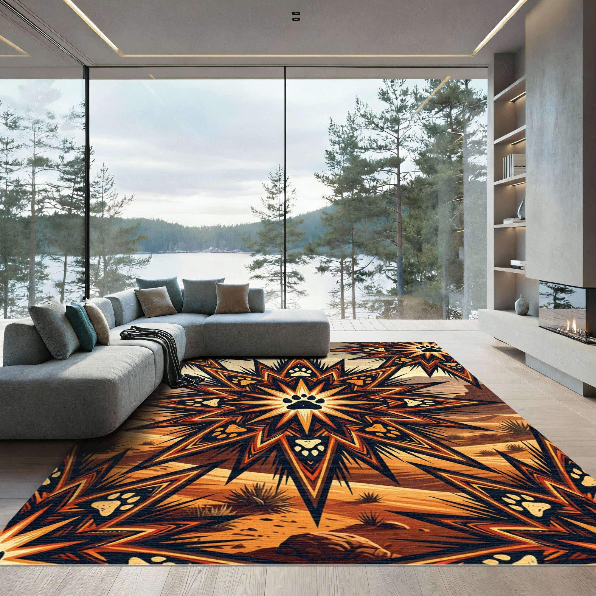 Desert Paw Star Geometric Ochre Rug